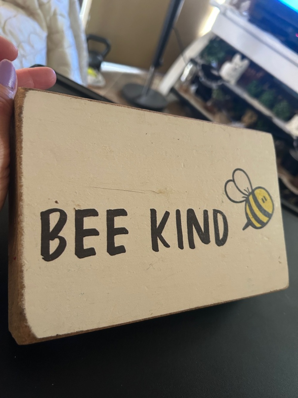 Rustic Bee Kind Wooden Block Sign - Farmhouse Tiered Tray Decor - Bumblebee Art - Picture 2 of 14